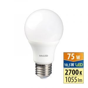 McLED - LED žárovka 10,5W, E27, 2700K, CRI80, vyz. úhel 200°, 360° 1055lm