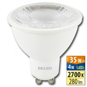 McLED - LED žárovka 4 W, GU10, 2700 K, PAR16, CRI 80, vyzař. úhel 60 °, 280 lm, PF 0,4, 42 mA