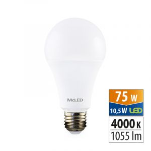 McLED - LED žárovka 10,5W, E27, 4000K, CRI80, vyz. úhel 200°, 360° 1055lm