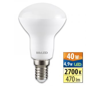 McLED - LED žárovka R50 4,9W, 2700K, E14, CRI80, vyz. úhel 120°, 360° 470lm