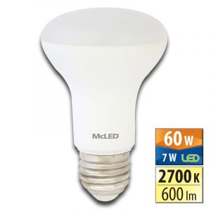 McLED - LED žárovka R63 7W, 2700K, E27, CRI80, vyz. úhel 120°, 360° 600lm