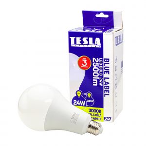 Tesla - LED žárovka BULB E27, 24W, 230V, 2500lm, 25 000h, 3000K teplá bílá 220st Tesla Lighting