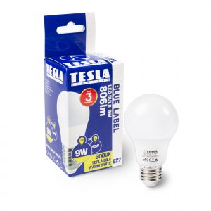 Tesla - LED žárovka BULB, E27, 9W, 230V, 806lm, 25 000h, 3000K teplá bílá, 220st