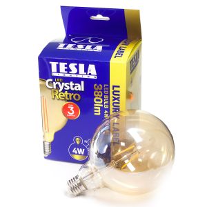 Tesla - LED žárovka GLOBE G125 VINTAGE, E27, 4W, 230V, 380lm, 230-2400K, 360st, zlatá Tesla Lighting