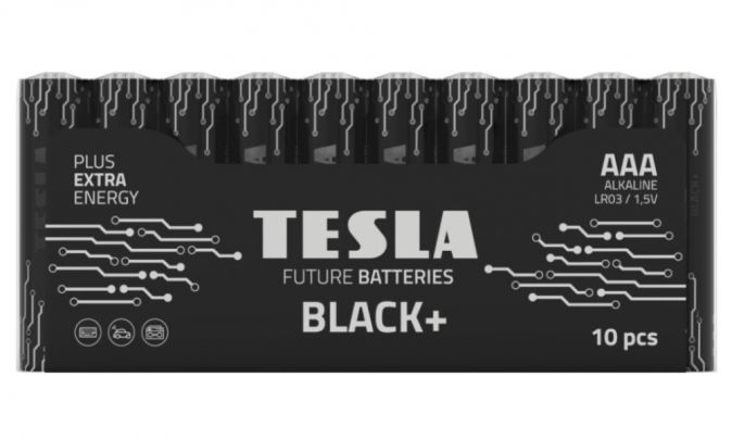Tesla - BLACK+ alkalická mikrotužková baterie AAA (LR03, blister) 10 ks Tesla Lighting