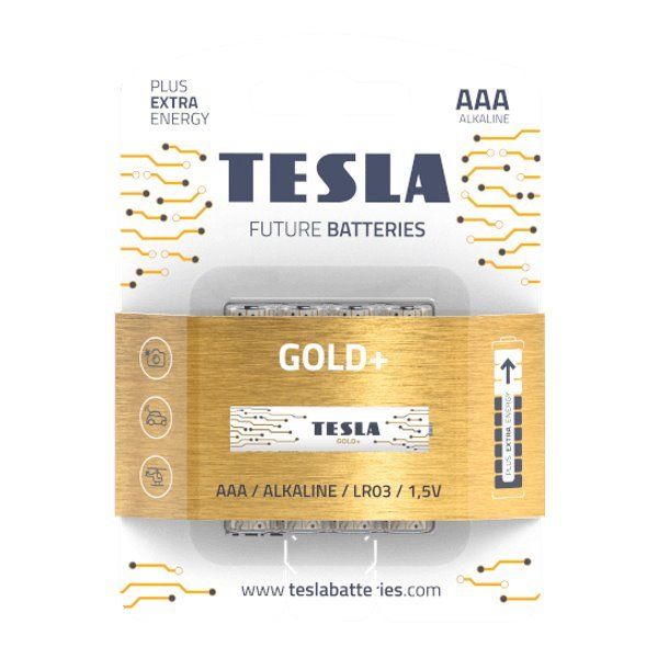 Tesla - GOLD+ Alkalická mikrotužková baterie AAA (LR03, blister) 4 ks Tesla Lighting