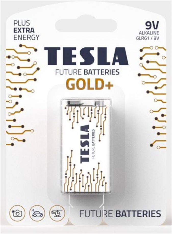 Tesla - GOLD+ Alkaline baterie 9V (6LR61, blister) 1 ks Tesla Lighting
