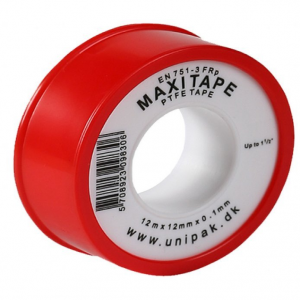 Unipak Páska teflonová Maxitape pro vodu, topení a vzduch 12 x 0,1 mm / 12 m (-200°až +180°C)
