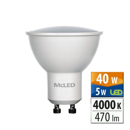 McLED - LED žárovka GU10, 5W, 4000K, CRI80, vyz. úhel 100°, 360° 470lm