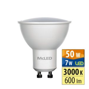 McLED - LED žárovka GU10, 7W, 3000K, CRI80, vyz. úhel 100°, 360° 600lm