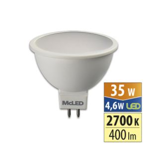 McLED - LED žárovka GU5.3, 12V, 4,6W, 2700K, CRI80, vyz. úhel 100°, 360° 400lm, 550mA