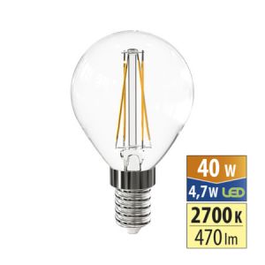 McLED - LED žárovka kapka 4,7W, E14, 2700K, CRI80, vyz. úhel 320°,  360° 470lm