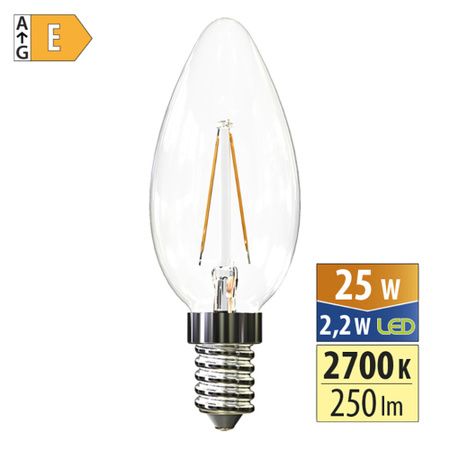 McLED - LED žárovka svíčka 2,2W, E14, 2700K, CRI80, vyz. úhel 320 °, 360° 250lm