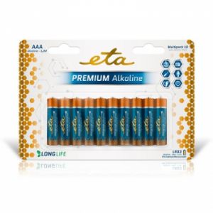 Baterie alkalická, blistr 10ks, ETA PREMIUM ALKALINE AAA, LR03