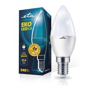 Žárovka 4W, E14, neutrální bílá, LED ETA EKO LEDka svíčka C37W4NW01