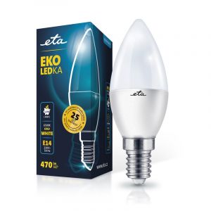 Žárovka 5,5W, E14, studená bílá LED ETA EKO LEDka svíčka C37W55CW01