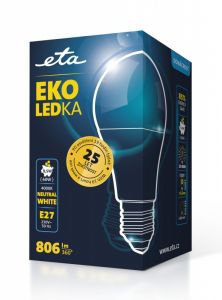 Žárovka 8,5W, E27, neutrální bílá LED ETA EKO LEDka klasik A60W85NW01