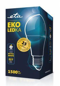 Žárovka 15W, E27, neutrální bílá LED ETA EKO LEDka klasik A60W15NW01