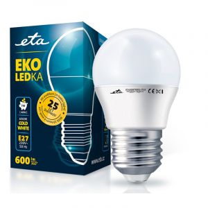 Žárovka 7W, E27, studená bílá LED ETA EKO LEDka mini globe G45W7CW01