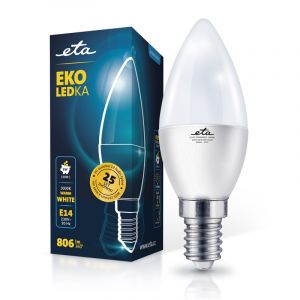 Žárovka 8W, E14, teplá bílá LED ETA EKO LEDka svíčka C37W8WW01 