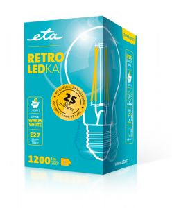Žárovka 9W, E27, teplá bílá, LED ETA RETRO LEDka klasik filament A60W9WWF01
