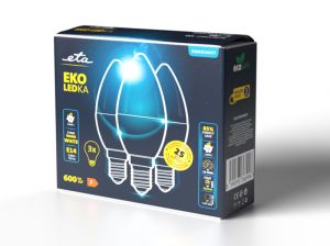 Žárovka 7W, E14, teplá bílá, 3ks LED ETA EKO LEDka svíčka C37W7WW3P