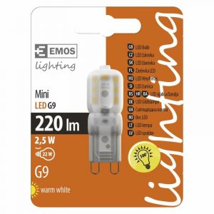 Emos ZL3804 - LED žárovka, G9, 2,5W, 230-240V, 220lm, 30 000h, 2800K teplá bílá, 300st