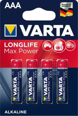 Baterie mikrotužka alkalická, 4ks, LR3/4, AAA, Varta Longlife Max Power - blistr APPLIAS Aftermarket