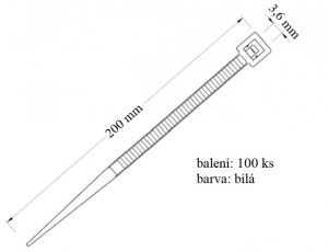 Vázací páska přírodní, nosnost 18 kg, průměr svazku 53 mm, rozměr 3,6x200 mm, 100ks v balení - VPP 3,6x200