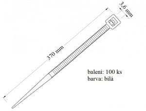 Vázací páska přírodní, nosnost 18 kg, průměr svazku 102 mm, rozměr 3,6x370 mm, 100ks v balení - VPP 3,6x370
