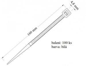 Vázací páska přírodní, nosnost 22 kg, průměr svazku 38 mm, rozměr 4,8x160 mm, 100ks v balení - VPP 4,8x160