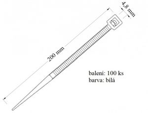 Vázací páska přírodní, nosnost 22 kg, průměr svazku 50 mm, rozměr 4,8x200 mm, 100ks v balení - VPP 4,8x200
