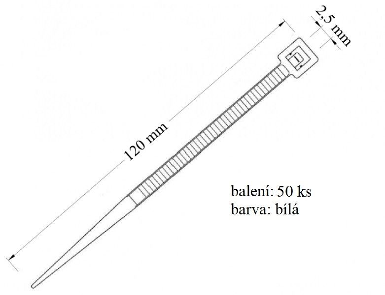 Vázací páska přírodní, rozměr 2,5x120 mm, 50ks v balení Univerzální