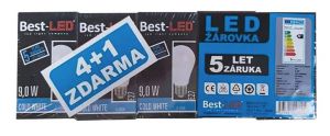 Best LED BL-E29-9W-C-5pack - LED žárovka, E27, 9W, 230-240V, 780-1000lm, 30 000h, 6500K studená bílá, 270st